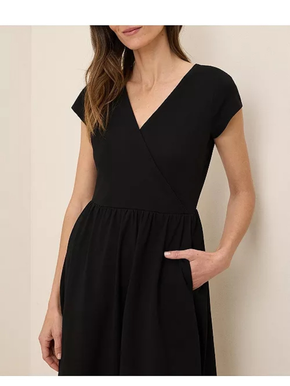Pact Black V‑Neck Short Sleeve Fit‑and‑Flare Dress - Picture 3 of 6